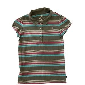 Old Navy Girls Brown Pink Blue Stripe Polo Shirt XL